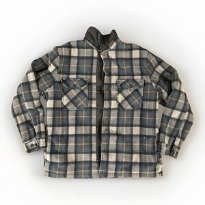 Men's Maxxsel Fleece-Lined Heavyweight Plaid Flannel Shirt Jacket Shacket 2XL